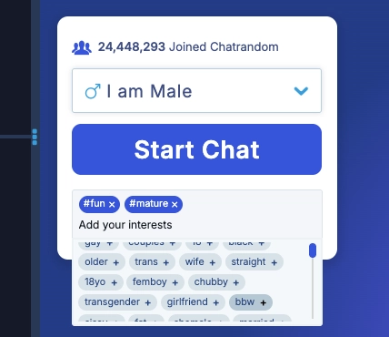 Chatrandom Gender and Location Filters